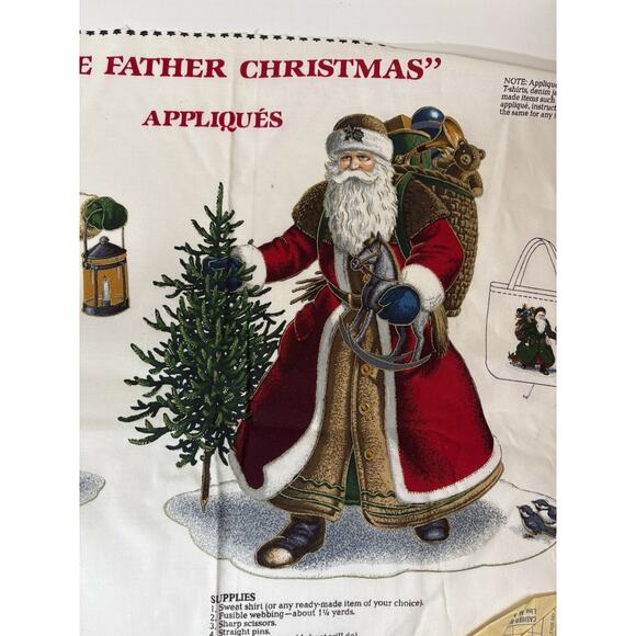 Vintage Olde Father Christmas Fabric Panel Appliques VIP Joan Messmore 4 Santas - Picture 6 of 7